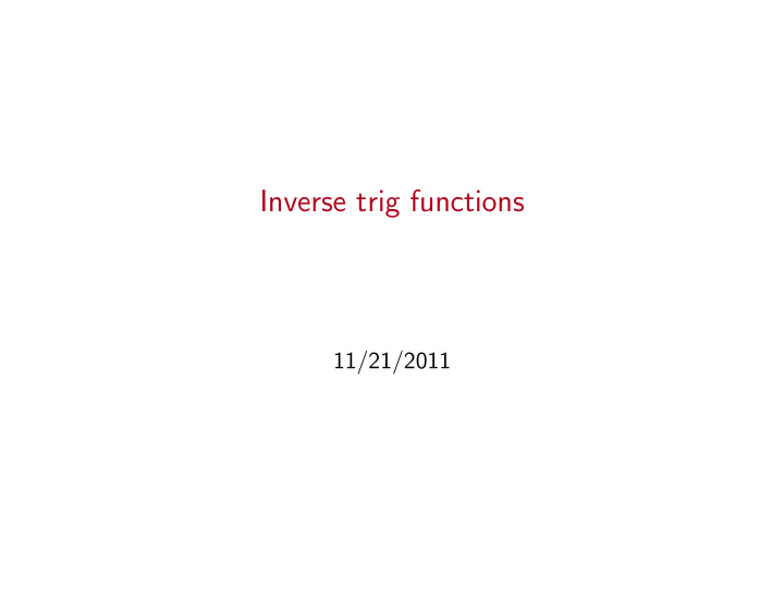 inverse trig functions