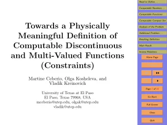 Towards a Physically  Analysis of the Problem  Meaningful Definition of  Additional Problem: . . .