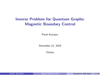 Inverse Problem for Quantum Graphs:  Magnetic Boundary Control  Pavel Kurasov  December 21, 2019