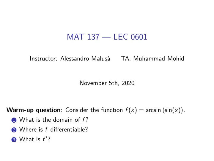 mat 137 lec 0601