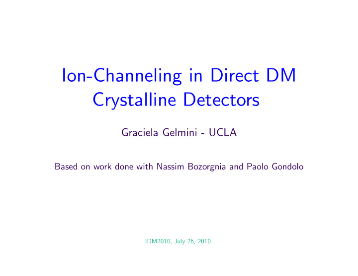 ion channeling in direct dm crystalline detectors