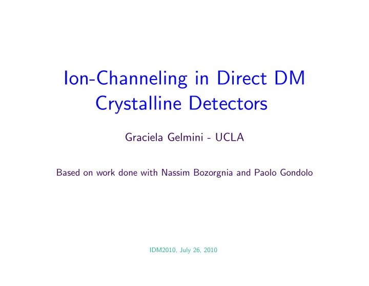 ion channeling in direct dm crystalline detectors