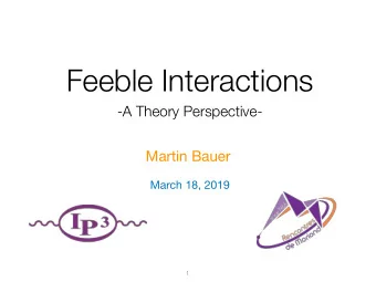 Feeble Interactions  -A Theory Perspective-  Martin Bauer  March 18, 2019    1  The lifetime gap