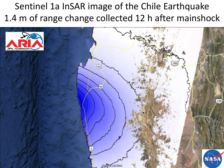 sentinel 1a insar image of the chile earthquake 1 4 m of