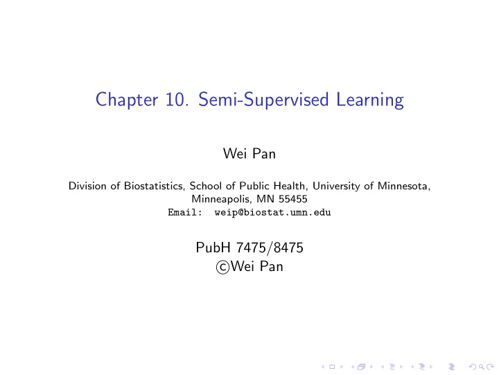 chapter 10 semi supervised learning