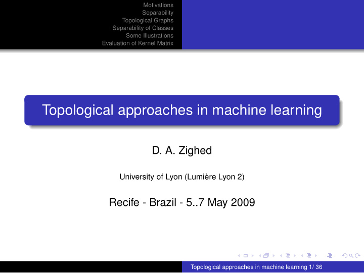 topological approaches in machine learning