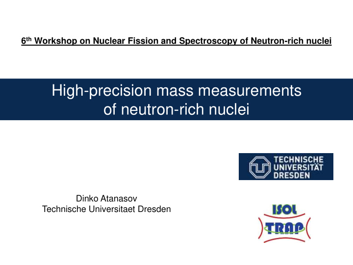 high precision mass measurements