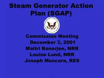 Steam Generator Action  Plan (SGAP)  Commission Meeting  December 3, 2001  Maitri Banerjee, NRR