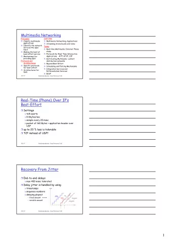 1  Recovery From Packet Loss  Loss is in a  broader sense:  packet never  arrives or arrives