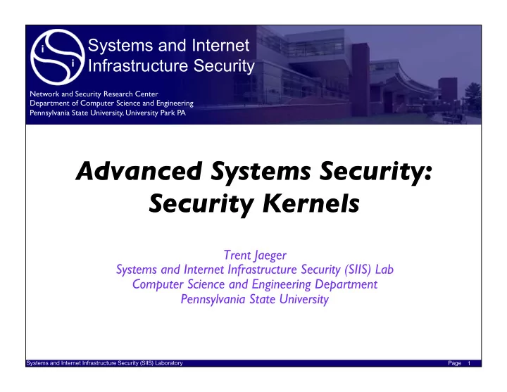 advanced systems security security kernels