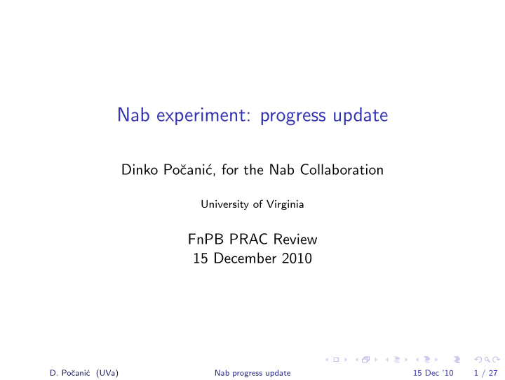 nab experiment progress update