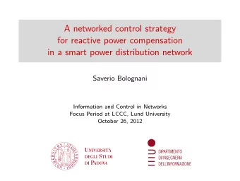 A networked control strategy  for reactive power compensation  in a smart power distribution