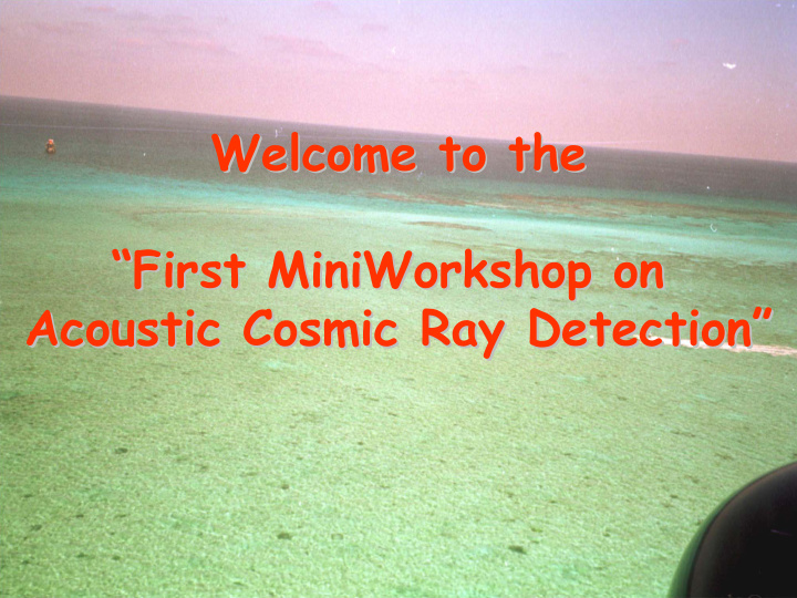 welcome to the welcome to the first miniworkshop