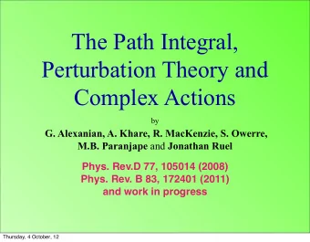 The Path Integral,  Perturbation Theory and  Complex Actions by  G. Alexanian, A. Khare, R.