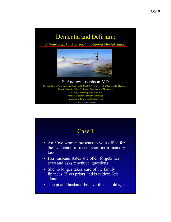 dementia and delirium