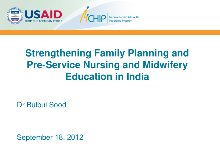 strengthening family planning and pre service nursing and