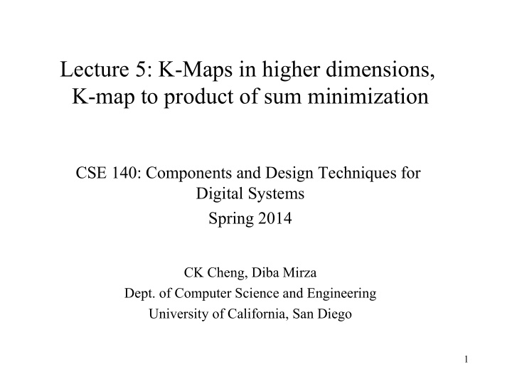 lecture 5 k maps in higher dimensions k map to product of