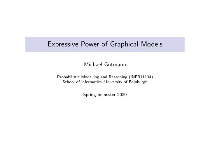 expressive power of graphical models