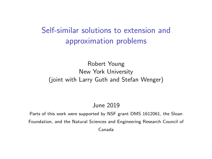 self similar solutions to extension and approximation