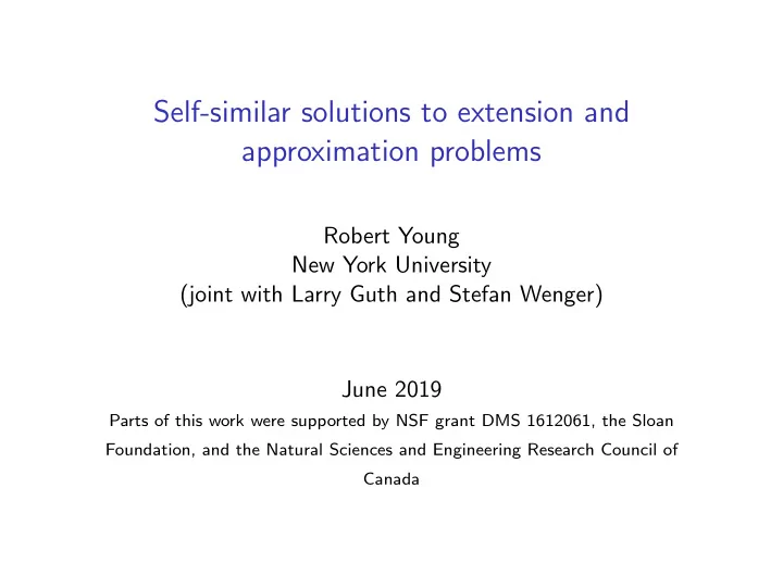self similar solutions to extension and approximation