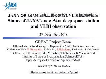 and VLBI observation 2 nd December, 2018  GREAT Project Team  GRound station for deep space