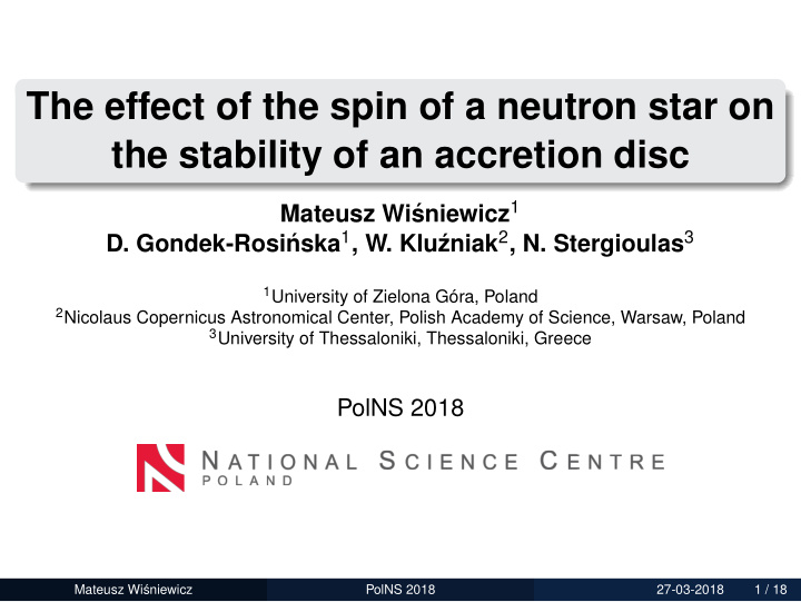 the effect of the spin of a neutron star on the stability