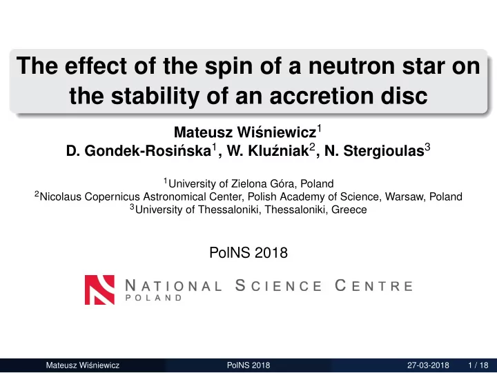 the effect of the spin of a neutron star on the stability