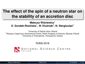 The effect of the spin of a neutron star on  the stability of an accretion disc sniewicz 1  Mateusz