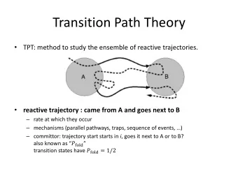 Transition Path Theory  TPT: method to study the ensemble of reactive trajectories.    reactive