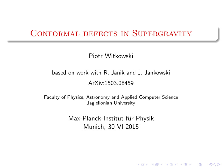 conformal defects in supergravity