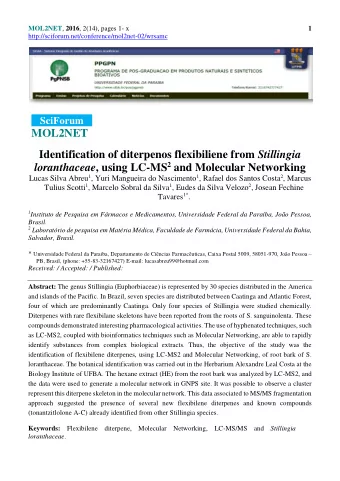loranthaceae , using LC-MS 2 and Molecular Networking Lucas Silva Abreu 1 , Yuri Mangueira do