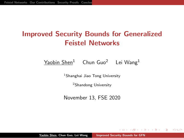 improved security bounds for generalized feistel networks