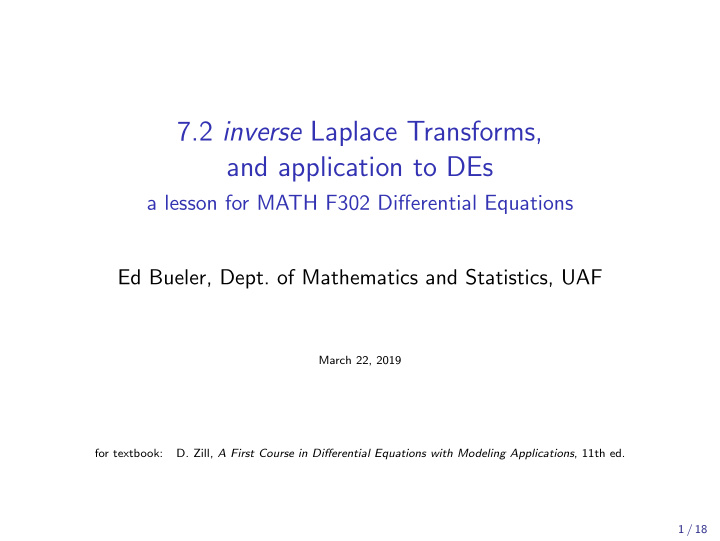 7 2 inverse laplace transforms and application to des