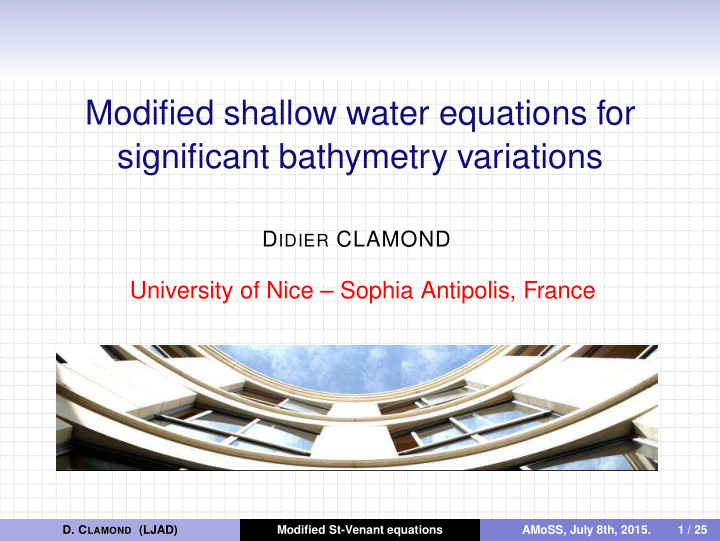 modified shallow water equations for significant