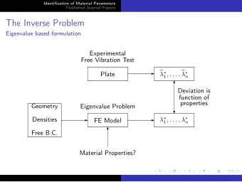 The Inverse Problem  Eigenvalue based formulation  Experimental  Free Vibration Test     1 ,