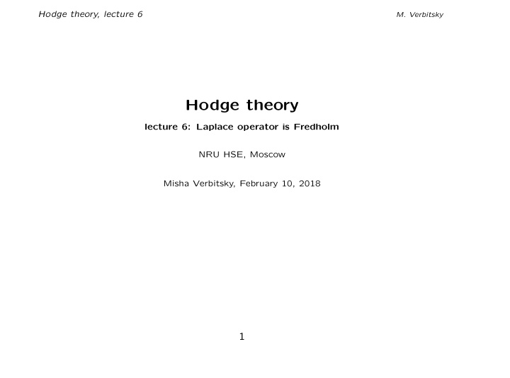 hodge theory