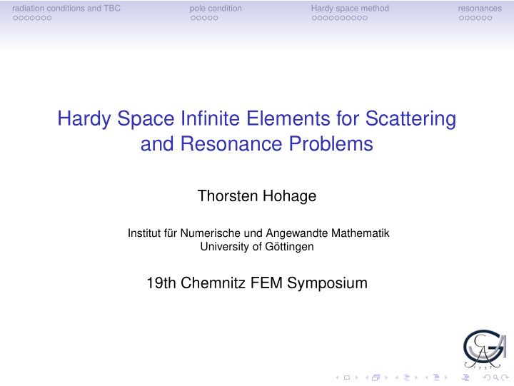 hardy space infinite elements for scattering and