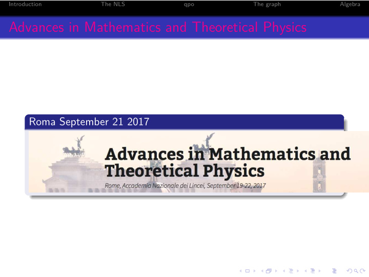 advances in mathematics and theoretical physics