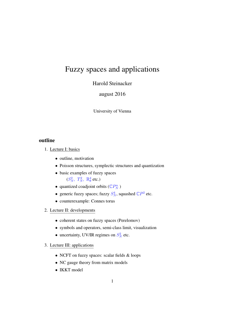fuzzy spaces and applications