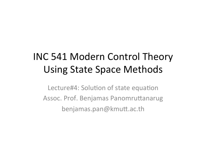 inc 541 modern control theory using state space methods