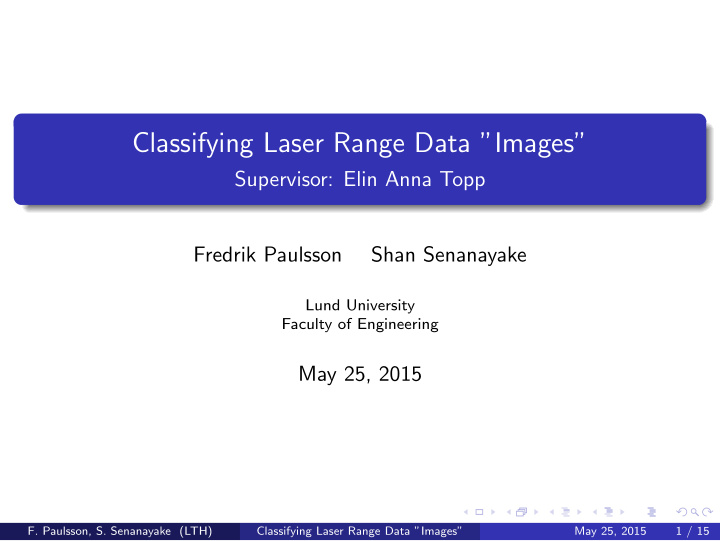 classifying laser range data images