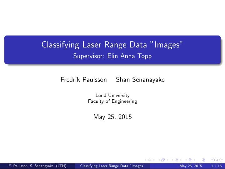 classifying laser range data images
