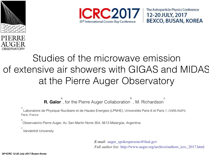 studies of the microwave emission of extensive air