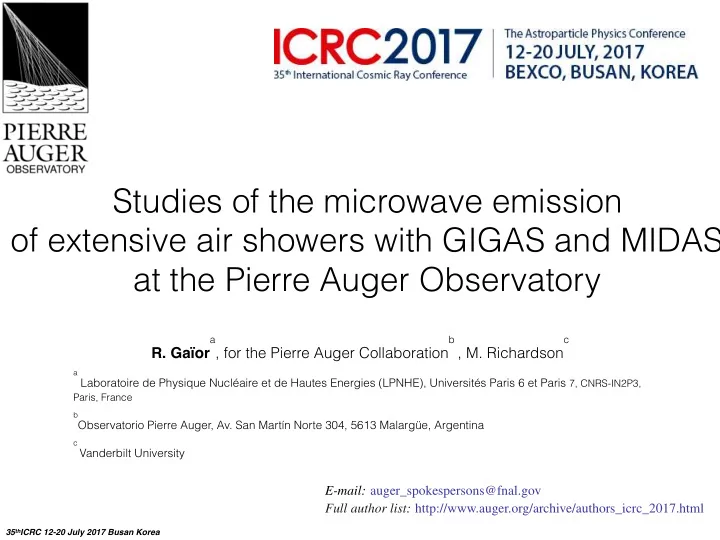 studies of the microwave emission of extensive air