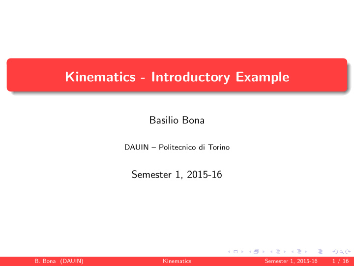 kinematics introductory example