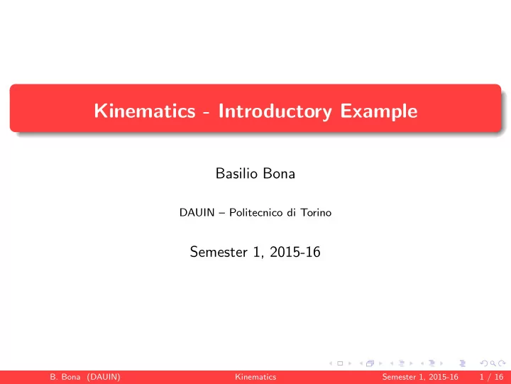 kinematics introductory example