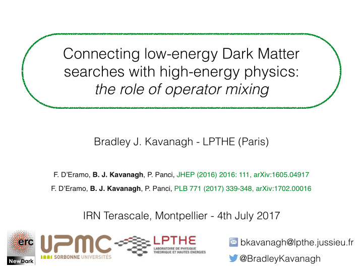 connecting low energy dark matter searches with high
