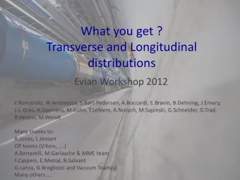 What you get ?  Transverse and Longitudinal  distributions  Evian Workshop 2012  F.Roncarolo,