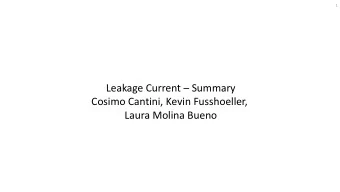 Leakage Current  Summary  Cosimo Cantini, Kevin Fusshoeller,  Laura Molina Bueno  Reminder  2