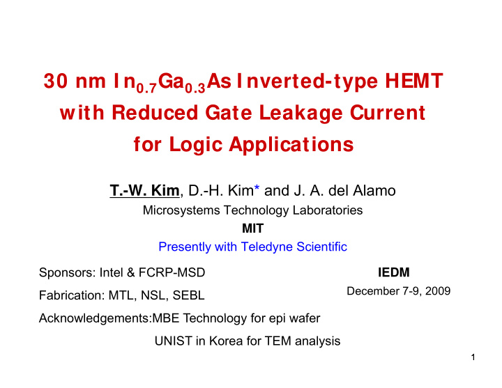 30 nm i n 0 7 ga 0 3 as i nverted type hemt with reduced